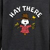 Women's - Peanuts - Snoopy Scarecrow Hay There Lightweight French Terry Wide Neck Long Sleeve Shirt - 2 of 4