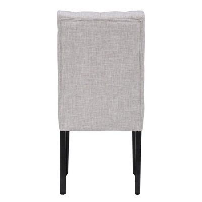 Light Gray Linen Upholstered Parsons Side Chair with Wood Legs