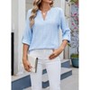 Women's Casual V Neck Shirt Summer Hollow Out 3/4 Sleeve T-Shirt Top - 3 of 4