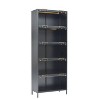 TOAOTBNBO Tall Bookcase with Glass Doors, 5-Tier Bookshelves with LED Lights, Freestanding Narrow Book Shelf for Living Room, Black - 2 of 4