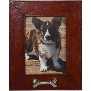 Huntley Pet Leather Picture Frame with Silver Bone Accent - 1 of 4