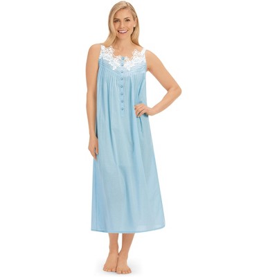 Collections Etc Lovely Floral Lace Trim Sleeveless Nightgown