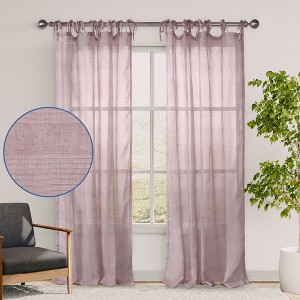 Awesome Home  Grayson Stripe Sheer Tie Top Curtains Pair - 1 of 4
