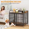 48  Dog Crate Furniture with Adjustable Height Feeder and 360 defree Wheels Heavy Duty Dog Kennel Indoor for Large Dogs  Brown - 4 of 4