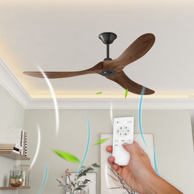 FUFU&GAGA Modern 60" Wood Ceiling Fan with Copper Motor, Remote & Timer
