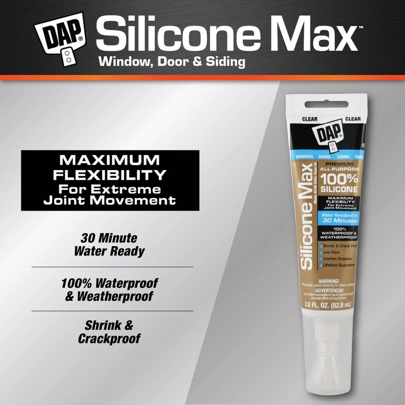 DAP Silicone Max Window and Door 2.8oz Clear, 3 of 6