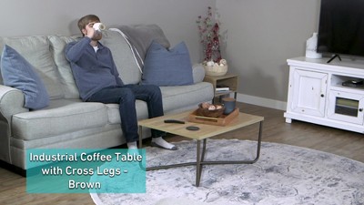 CrossBase 50'' Faux Wood and Metal Minimalist Coffee Table
