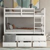 NicBex Twin over Twin Bunk Bed Convertible Pine Triple Bed Frame with Trundle, 3 Drawers, Ladder and Guardrail, No Box Spring Required - 2 of 4
