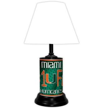 NCAA 18-inch Desk/Table Lamp with Shade, #1 Fan with Team Logo, Miami Hurricanes