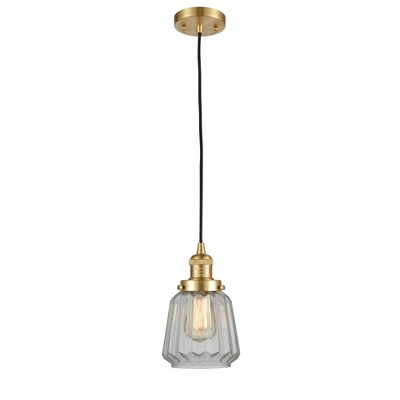 Chatham - 1 Light Cord Hung Mini Pendant In Art Deco Style-11 Inches Tall and 7 Inches Wide