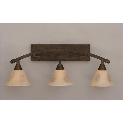 Toltec Lighting Bow 3 - Light Vanity in  Bronze with 7" Italian Marble Shade