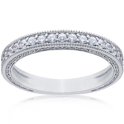 Pompeii3 1/2Ct Diamond Wedding Vintage Ring Anniversary Stackable Band 14k White Gold