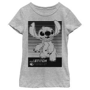 Girl's Lilo & Stitch Black and White Tonal T-Shirt - 1 of 4