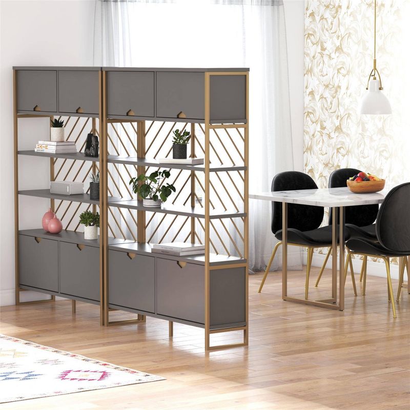 Brielle Shoe Storage Bookcase and Room Divider Graphite Gray - CosmoLiving by Cosmopolitan, 4 of 12
