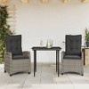 vidaXL 5 Piece Patio Dining Set with Cushions Gray Poly Rattan - 31.5" Table Length Without Footrest 2 Items - 2 of 4