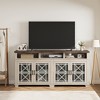 Mid Century Modern Entertainment Center with LED Lights & Glass Doors, Ash Grey Wooden Media Console Cabinet with Storage for Living Room Bedroom - 2 of 4