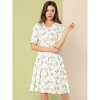 INSPIRE CHIC Women's Vintage Floral Peter Pan Collar High Waist Puff Sleeve A-line Midi Dress - 3 of 4
