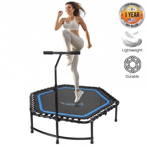 Serenelife 40 Inch Portable Highly Elastic Fitness Jumping Sports Mini  Trampoline With Adjustable Handrail, Padded Cushion, And Travel Bag, Adult  Size : Target