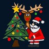 Men's Design By Humans Funny Cute Santa Claus and Christmas Reindeer by Tree By SmileToday T-Shirt - 2 of 4