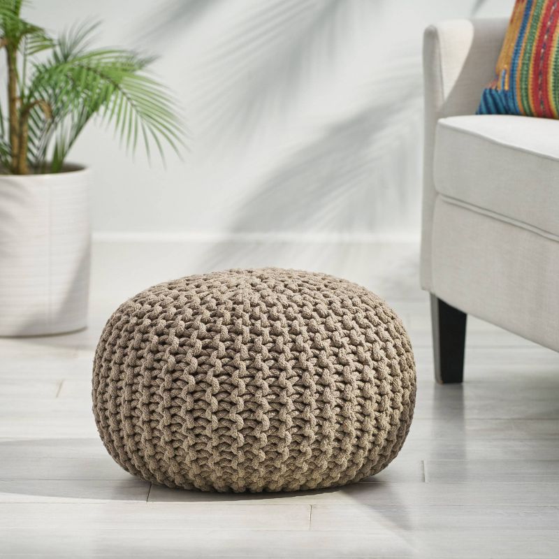 Moro Handcrafted Modern Cotton Pouf - Christopher Knight Home, 3 of 12