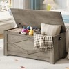 Jojoka  39.4" Storage Chest, Wooden Storage Bench with Safety Hinges, Easy Assembly, Large Toy Chest for Entryway - 2 of 4