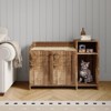 Cat Litter Box Enclosure with Storage Shelve Adn Wooden Barn Door, Hidden Litter Box Cabinet, End Table Style Indoor Cat House Fits Most Litter Boxes - 2 of 4