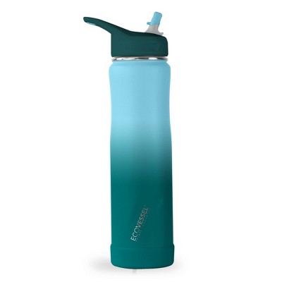 EcoVessel 24oz Summit Insulated Stainless Steel Water Bottle with Straw Top - Silver