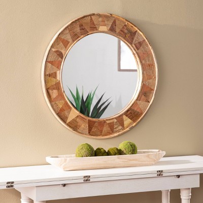 Radba Aiden Lane Round Decorative Wall Mirror Brown - Southern Enterprises