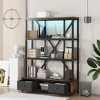 NicBex Industrial Style Metal Bookshelf Multifunctional Bookcase with LED & Drawers & Shelves,Books Storage Cabinet Organizer for Office,Bedroom - 2 of 4