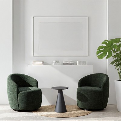 360° Swivel Accent Chair Set Of 2 Comfy Chenille Swivel Lounge Chair Arm Chair Single Sofa ,Swivel Barrel Chair For Living Room-Cuddlewood