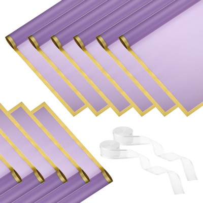 Unique Bargains DIY Crafts Gift Packaging Waterproof Flower Wrapping Paper with 2 Rolls Ribbons