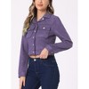 INSPIRE CHIC Women's Casual Faux Suede Notched Collar Button Up Cropped Jacket with Pockets - 2 of 4