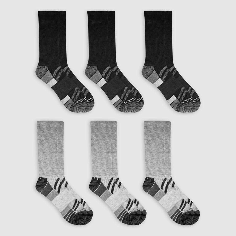 Fruit of the Loom Men's Breathable Performance Crew Socks 6pk - Black 6-12