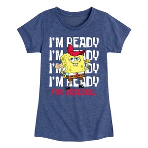 Girls' - SpongeBob SquarePants - Ready For Baseball Fitted Short Sleeve Graphic T-Shirt - 1 of 4