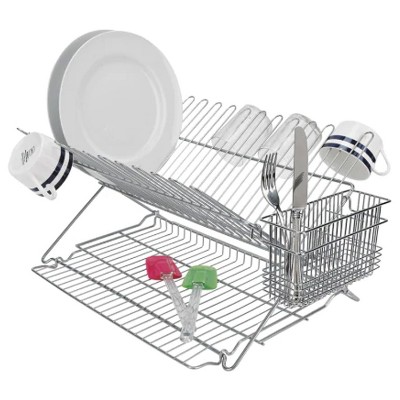 Extra-Large Silver Foldable Metal Dish Rack