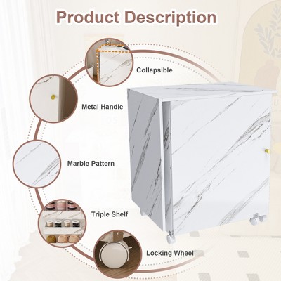 Vynxaria 4in 1 Folding Sewing Table with Lockable Wheels Multi Functional Craft End Table Desk Kitchen Storage White