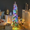 HOMCOM 4 FT Pencil Prelit Artificial Christmas Tree Holiday Decoration with Snow-flocked Downswept Branches, Warm White or Colorful LED Lights - 3 of 4