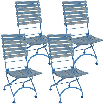 Sunnydaze Indoor/Outdoor Patio or Dining Cafe Couleur Chestnut Wooden Folding Bistro Chair