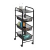 Honey-Can-Do 3 Drawer Rolling Cart Black: Utility Storage Cart with Fade-Resistant Steel, Universal Placement, 35.6" Height - 2 of 4
