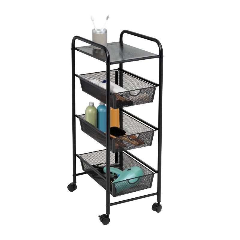 Honey-Can-Do 3 Drawer Rolling Cart Black, 2 of 9