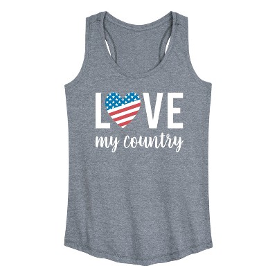 Women's - Instant Message - Love My Country Graphic Racerback Tank