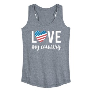 Women's - Instant Message - Love My Country Graphic Racerback Tank - 1 of 4