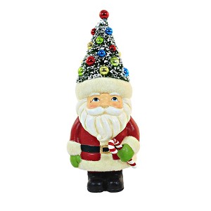 Bethany Lowe 6.5 Inch Retro Santa With Candy Cane Christmas Figurine Bottle Brush Tree Santa Figurines - 1 of 3