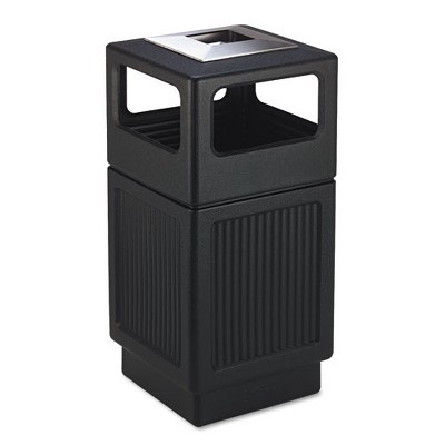 Safco Canmeleon Recessed Panel Receptacles, Polyethylene, Black - 38 gal