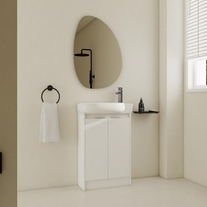 NicBex 16" Modern Bathroom Vanity Cabinet with Ceramic Sink,Freestanding Cabinet with Soft Close Doors for Bathroom,1.38"Pre-drilled Faucet - 1 of 4