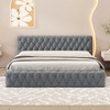 Queen Size Upholstered Wooden Platform Bed Frame, with Luxurious Velvet Grid Headboard 4Q -ModernLuxe - 2 of 4