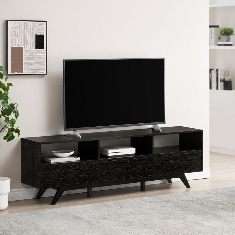 Mid-Century Modern Low TV Stand with Storage for TVs up to 80" - Saracina Home, 3 of 15