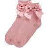 Memoi Girls' Silky Side Bow Anklet Socks - 3 of 4