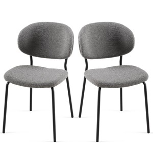 SEVOBAL Dining Chairs Set of 2 Boucle Fabric Chairs with Black Metal Legs and Cantilevered Design, Gray, 22.83"*18.7"*33.07" - 1 of 4