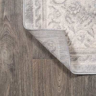 Ivory and Gray Medallion Synthetic 8' x 10' Area Rug